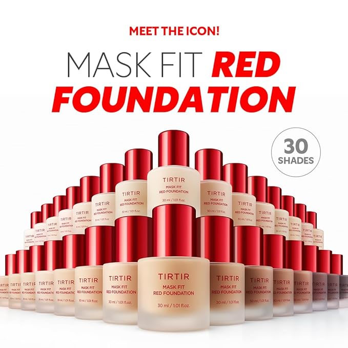 TIRTIR Mask Fit Red FoundationㅣLong Lasting Flawless Coverage, Energy Essence, Lightweight, Hydrating, Pore-Blurring, Breathable Satin Finish, Makeup, Radiant Skin, #21C Cool Ivory, 1.01 Fl Oz