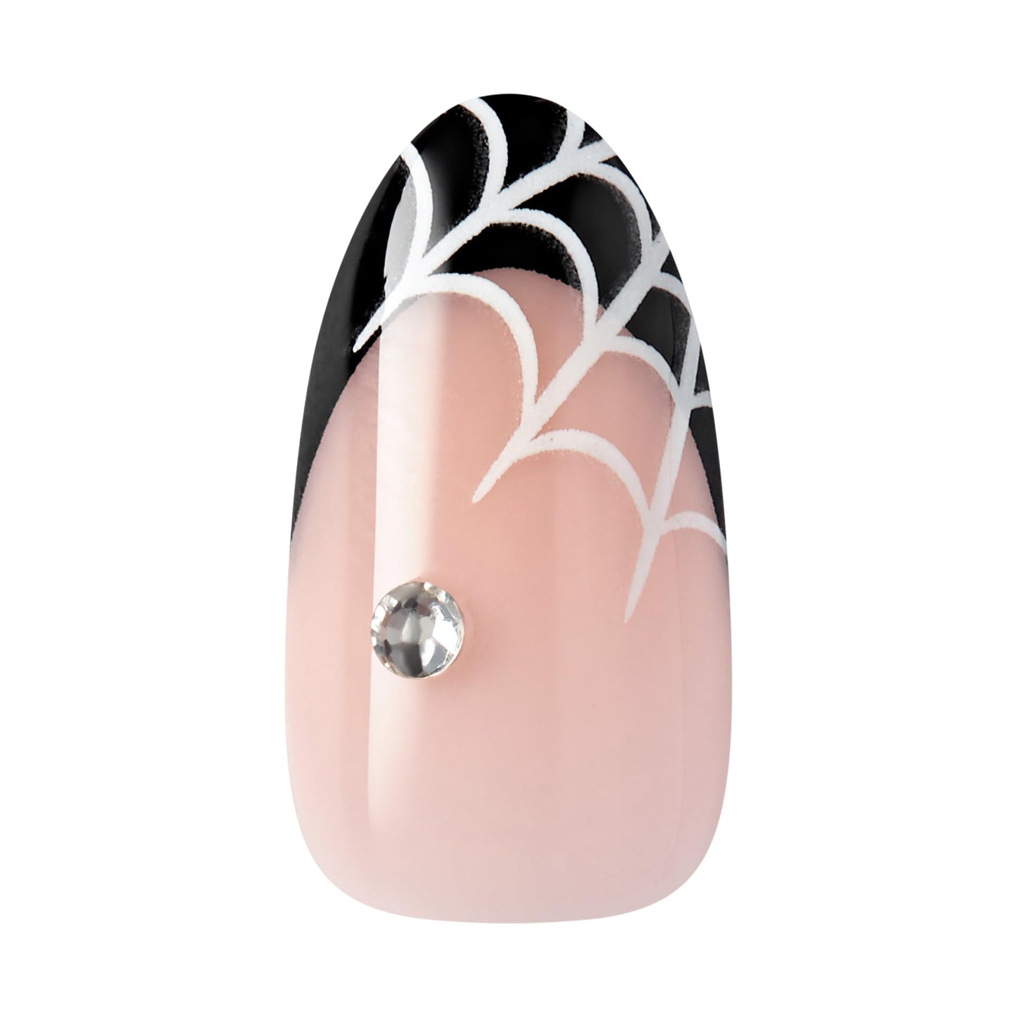 KISS imPRESS Halloween Press On Nails Almond, ‘Drop-dead Gorg’, White, Medium, Glossy Finish, No Glue, Glow-In-The-Dark, Includes Prep Pad, Mini Nail File, Manicure Stick & 30 Fake Nails
