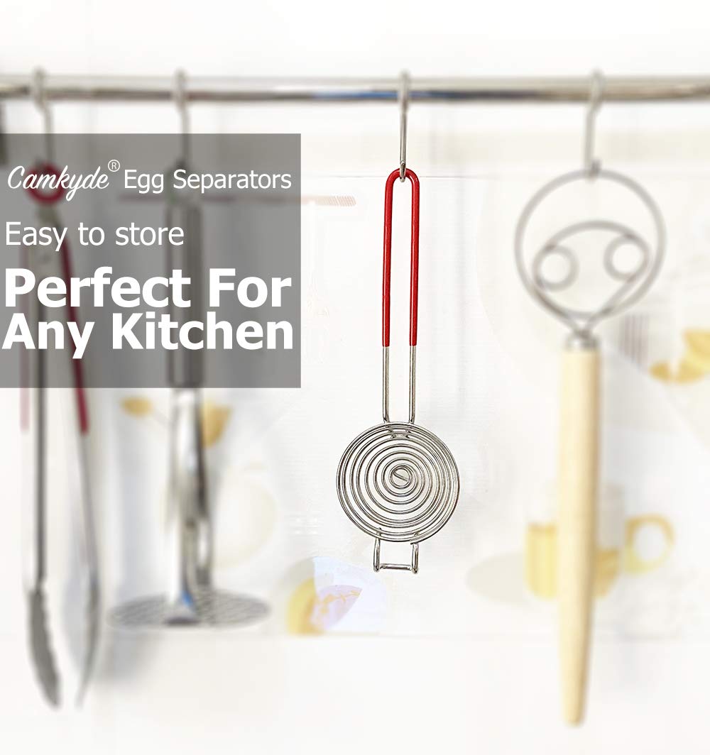 CAMKYDE Egg Separator Food Grade Stainless Steel Egg Yolk White Separation Tool (Red)
