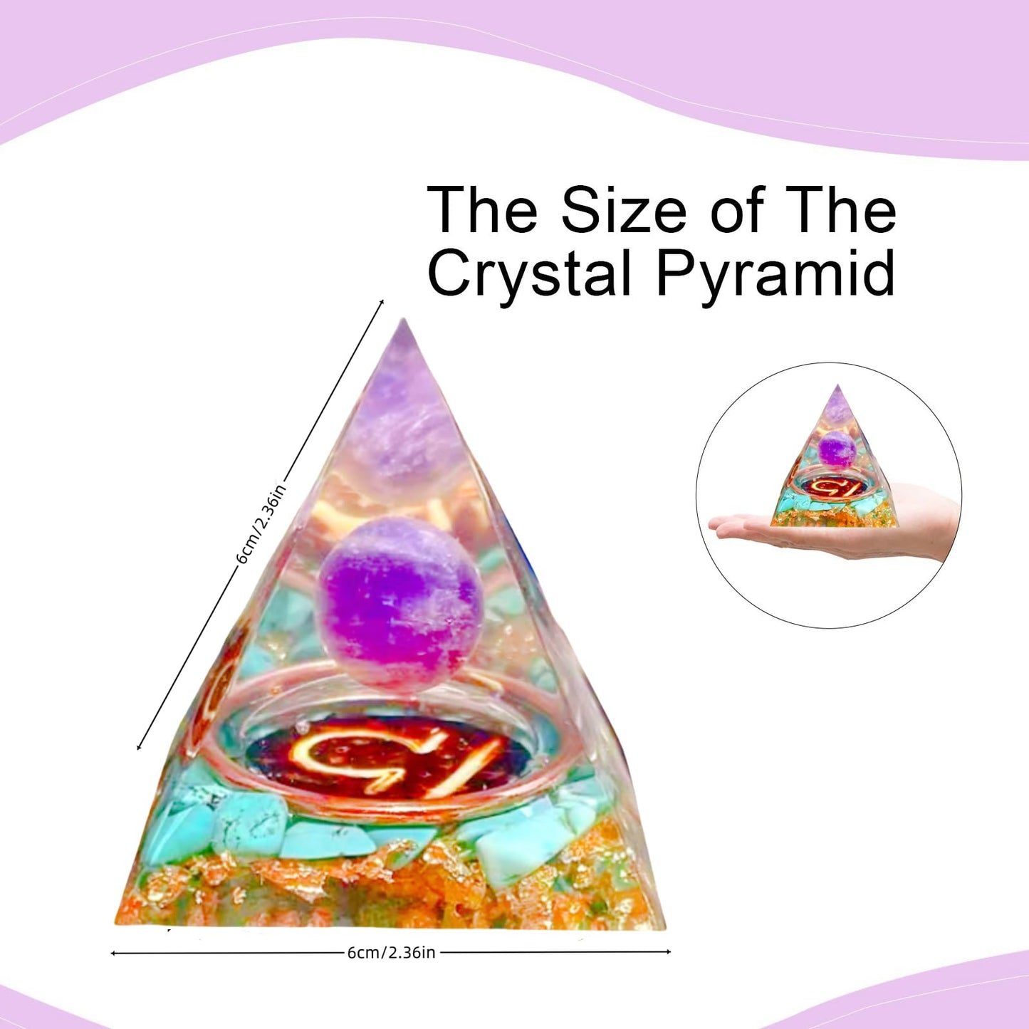 Saefheled Twelve Constellations Libra Orgone Pyramid,Natural Turquoise&Amethyst Orgonite Healing Crystal Pyramid for Protection Chakra,Unique Constellation Pyramids for Positive Energy, Money Health