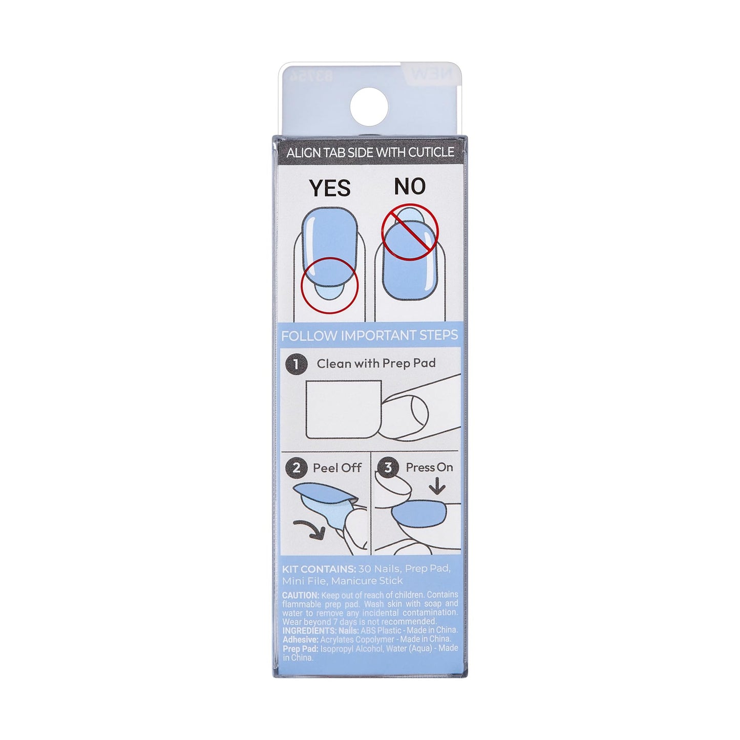 Kiss Impress No Glue Mani Press On Nails, Color, 'Baby why so Blue', Blue, Short Size, Squoval Shape, Includes 30 Nails, Prep Pad, Instructions Sheet, 1 Manicure Stick, 1 Mini File