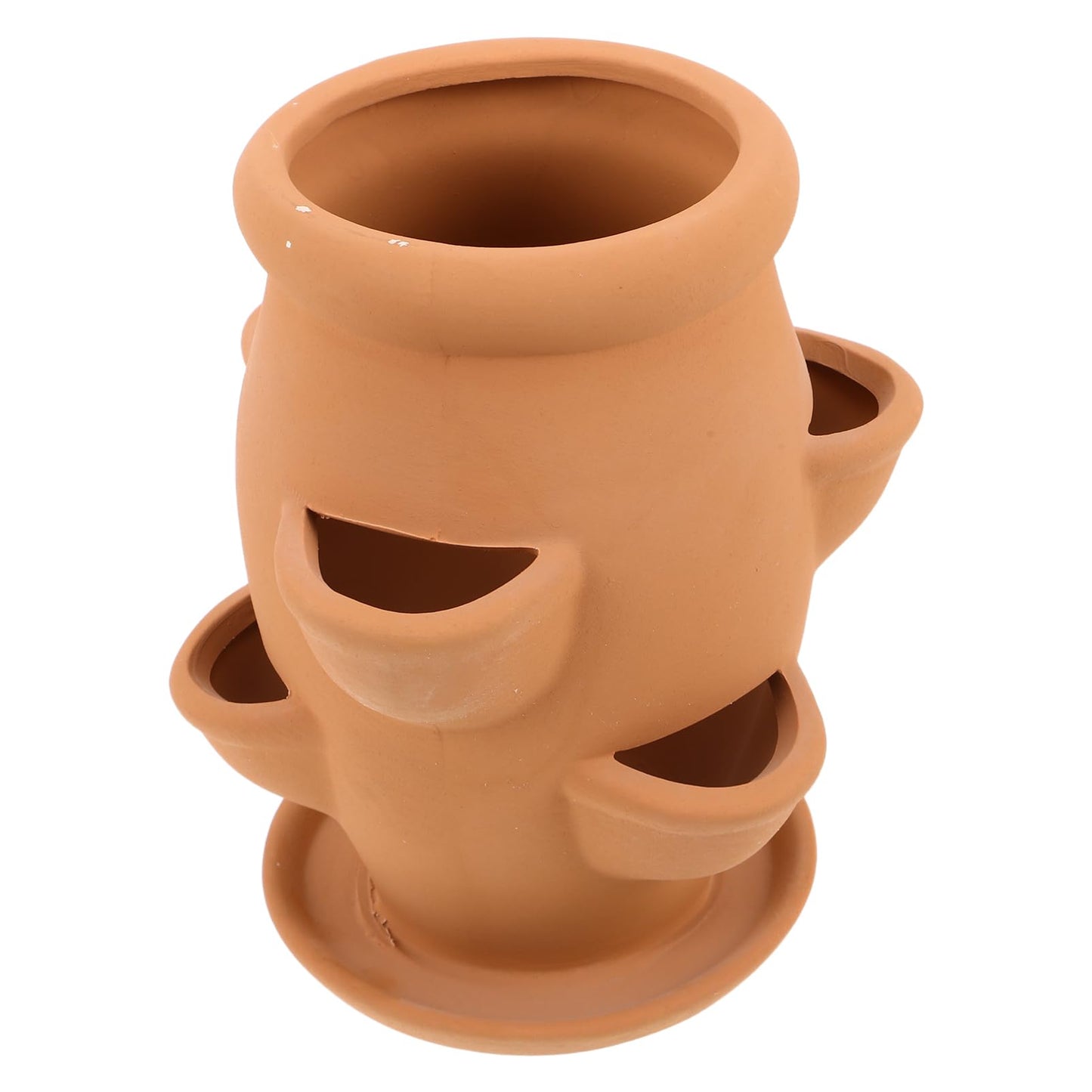 Toyvian Strawberry Tower Planter Pot - Ceramic Multi Pocket Planting Pot for Succulents Strawberries and Small Flowers - Lightweight Indoor Outdoor Decorative Flower Container