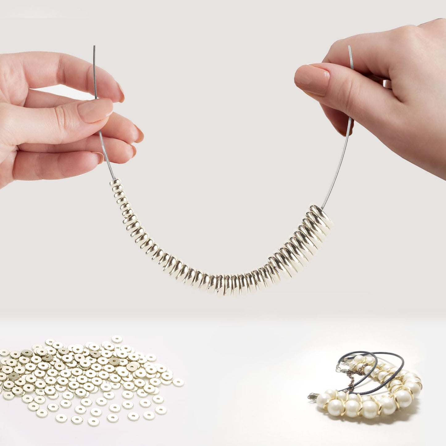TMMATE 200pcs Silver Plated Brass Flat Disc Spacer Beads for DIY Bracelet, Necklace Jewelry Making (Silver-3mm)