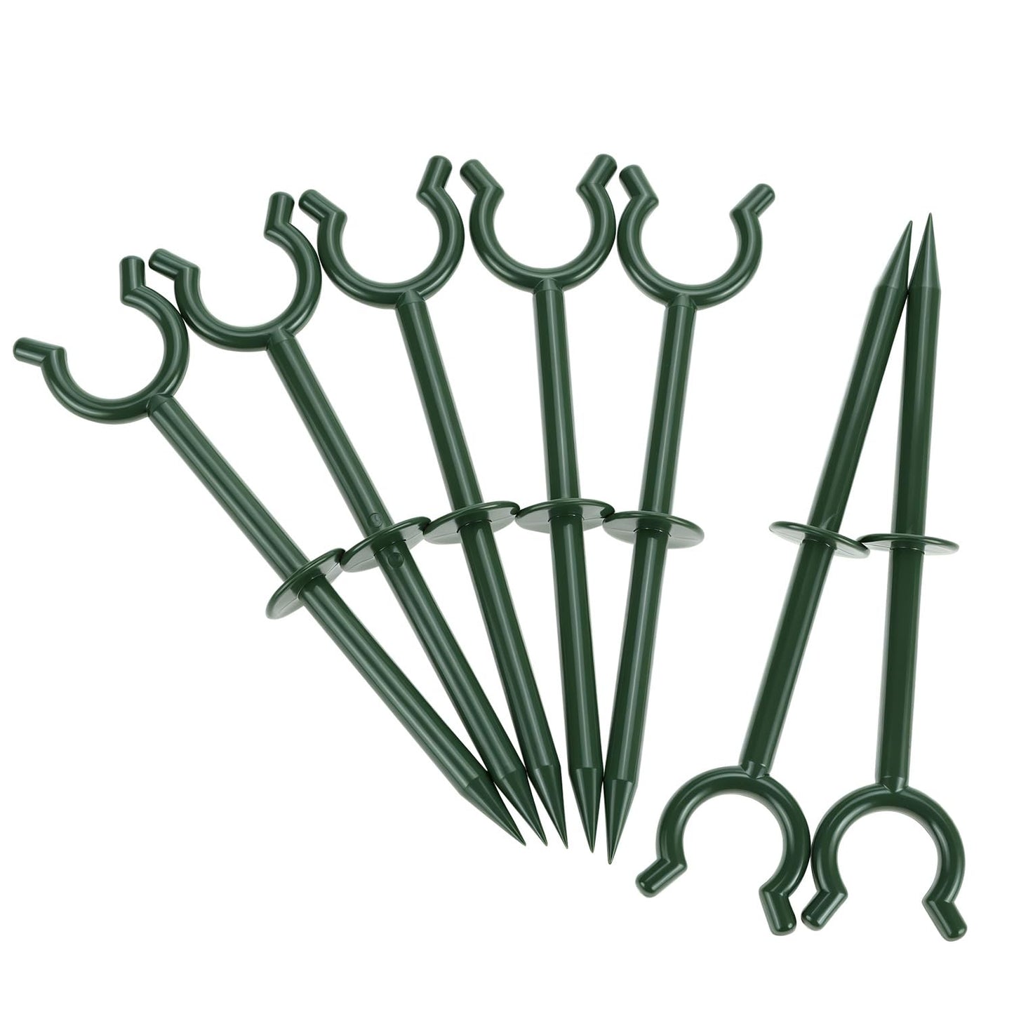QWORK 3/4" Garden Hose Holder Brackets - 20 Pcs Plastic Outdoor Hose Guide Stakes Support Spike Tool