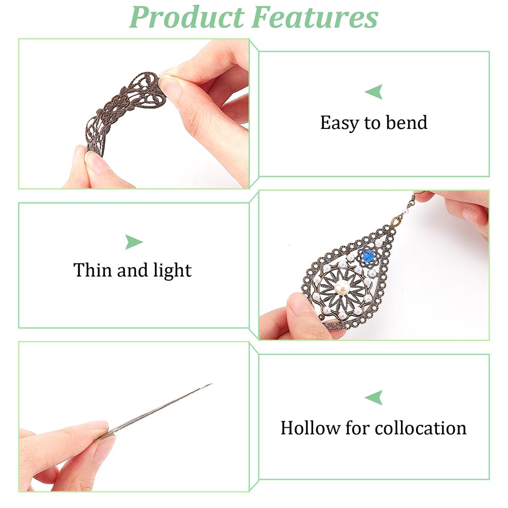 PH PandaHall 120pcs Filigree Metal Embellishments 19 Style Filigree Connectors Charms Antique Bronze Flower Animal Pendants for Steampunk Mixed Media Art Hairpin Headwear Necklace Jewelry Making