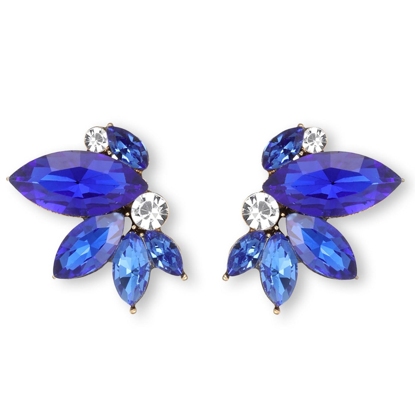Blue Rhinestone Earring Sparkly Faux Crystal Stud Earrings for Women Wedding Prom Party