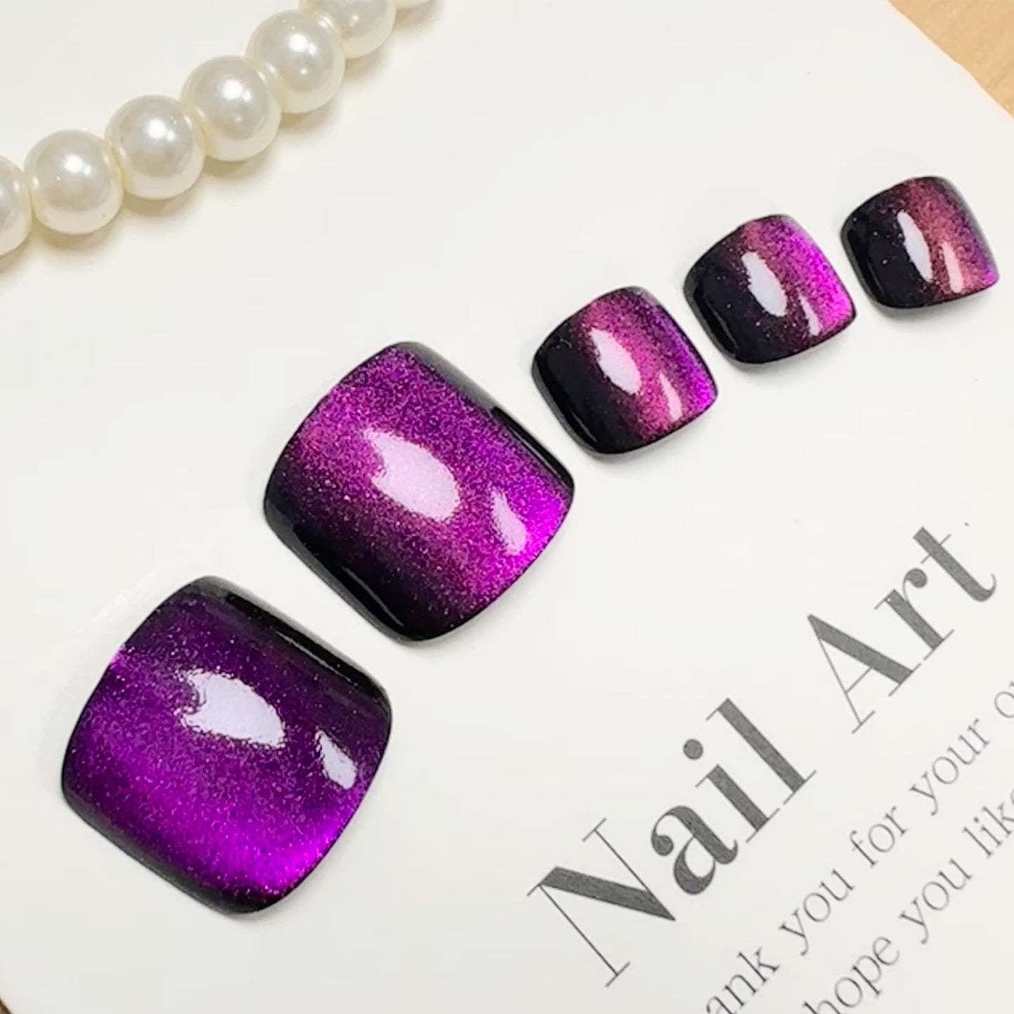 Press On Toenails Glitter Purple False Nails Glossy Full Cover Acrylic With Designs Bling Artificial Stick On for Women Manicure