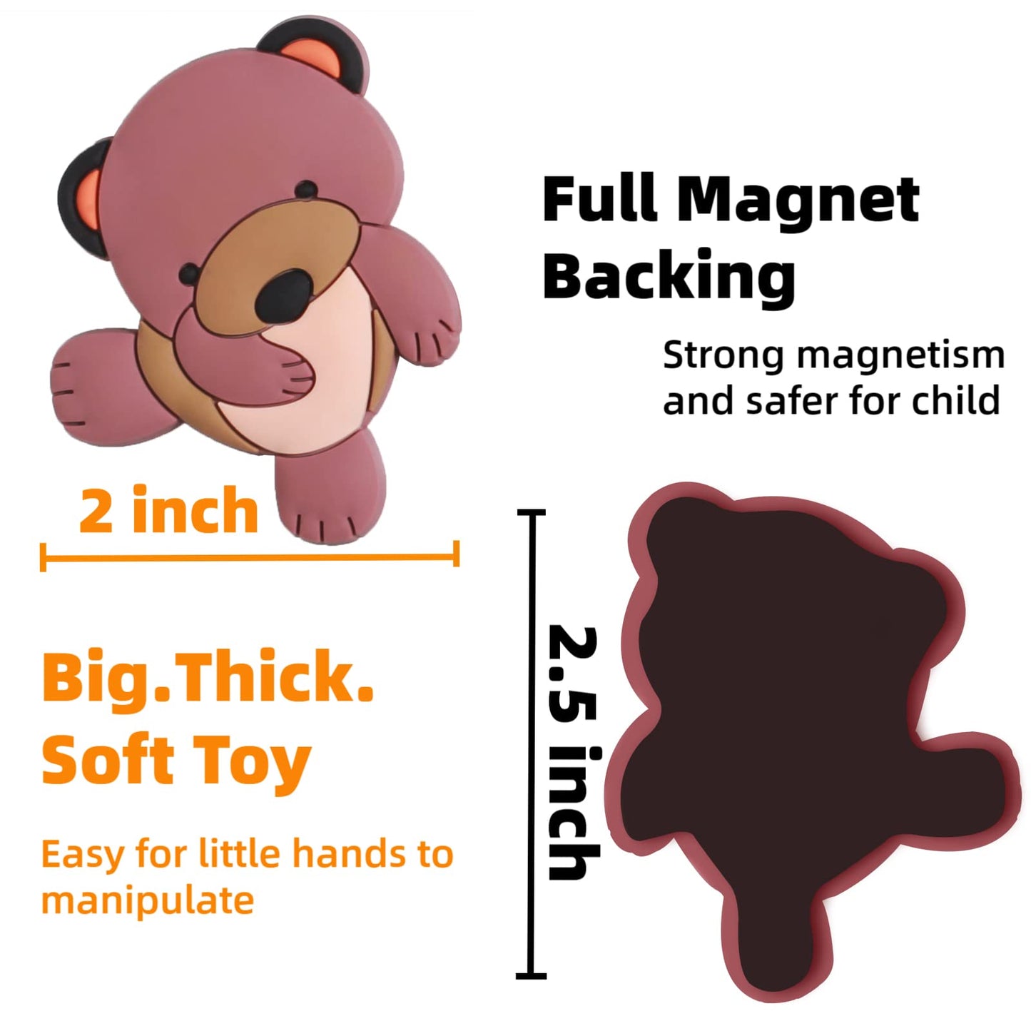 SUPINEEDO Fridge Magnets for Toddlers, Refrigerator Magnets for Kids Full Back Magnetic Rubber Educational Toy Baby Magnet Gift Cute Animal Magnet 10 Pieces
