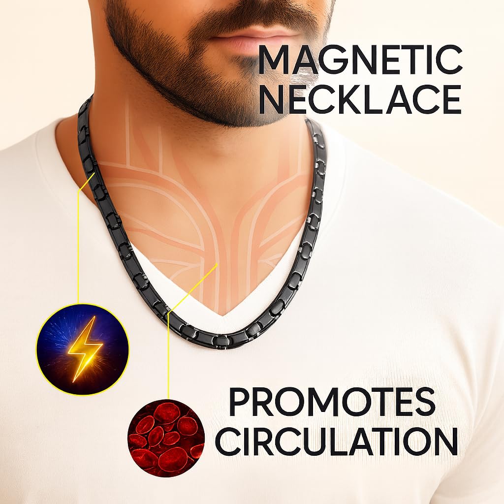 38® Titanium Magnetic Field for Pain Cross Necklace for Men Large Width Germanium Field Therapy Couples Husband(19.17(in), Black)
