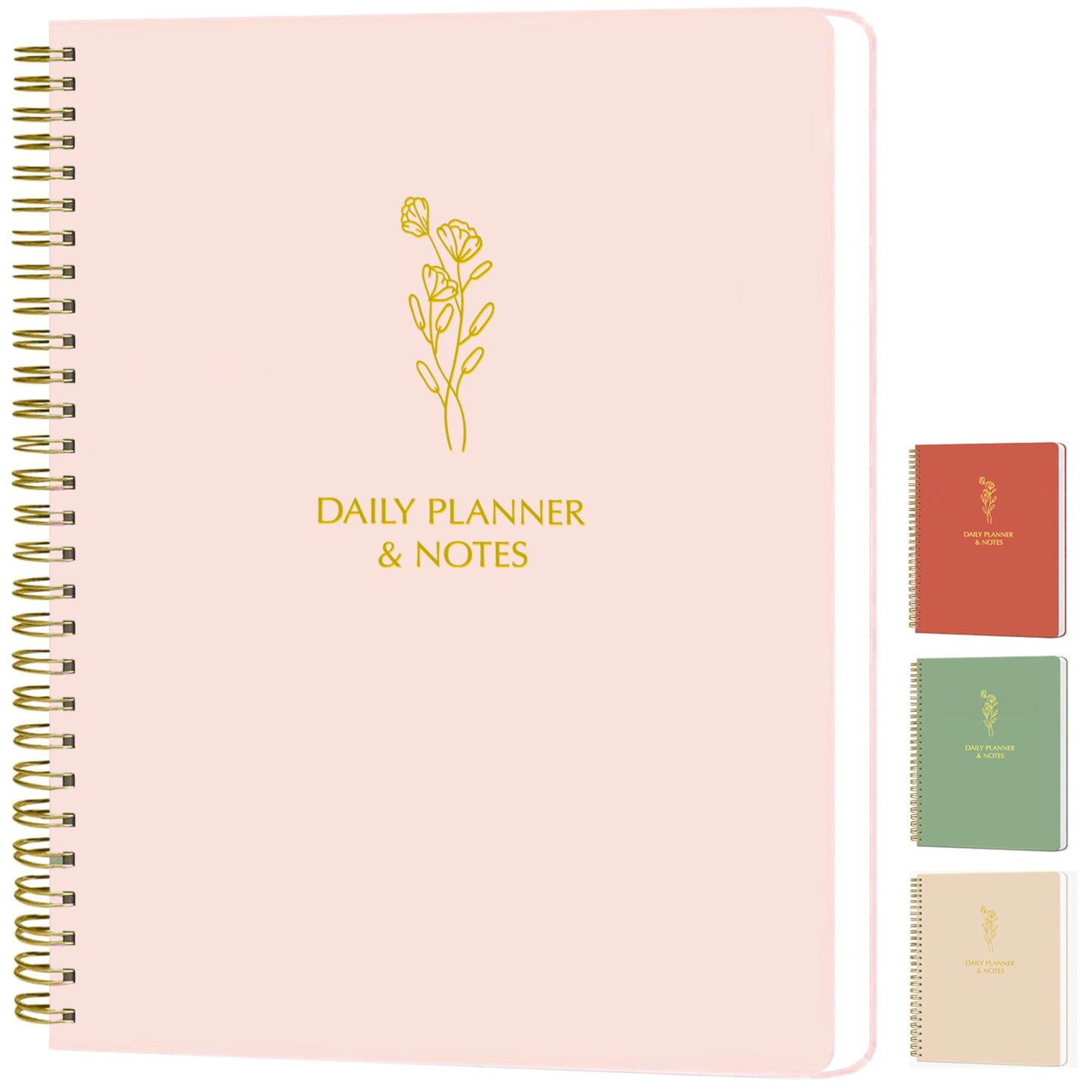 Simple Daily Planner Undated & To Do List Notebook: With Hourly Schedule - 6.5x9.25" Blush Pink - Aesthetic Spiral Note book for Work and Life Tasks - Day & Hour Agenda, Organizer Notepad Journal