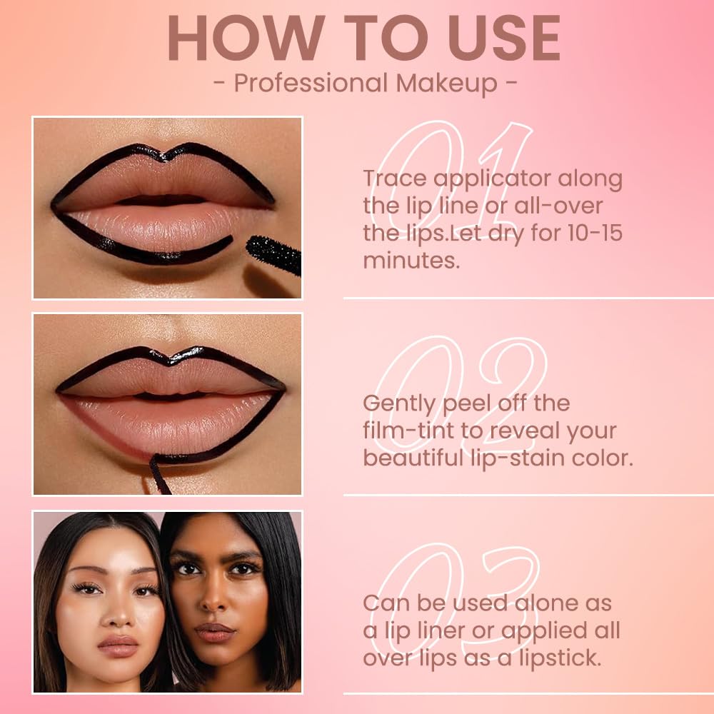Matte Liquid Lip Stain Peel Off Lip Liner Tattoo - range Red, Waterproof Smudge-Proof Lip Gloss, Long-Lasting Non-Stick Cup Formula, Natural Peel Off Design for All Skin Types #07
