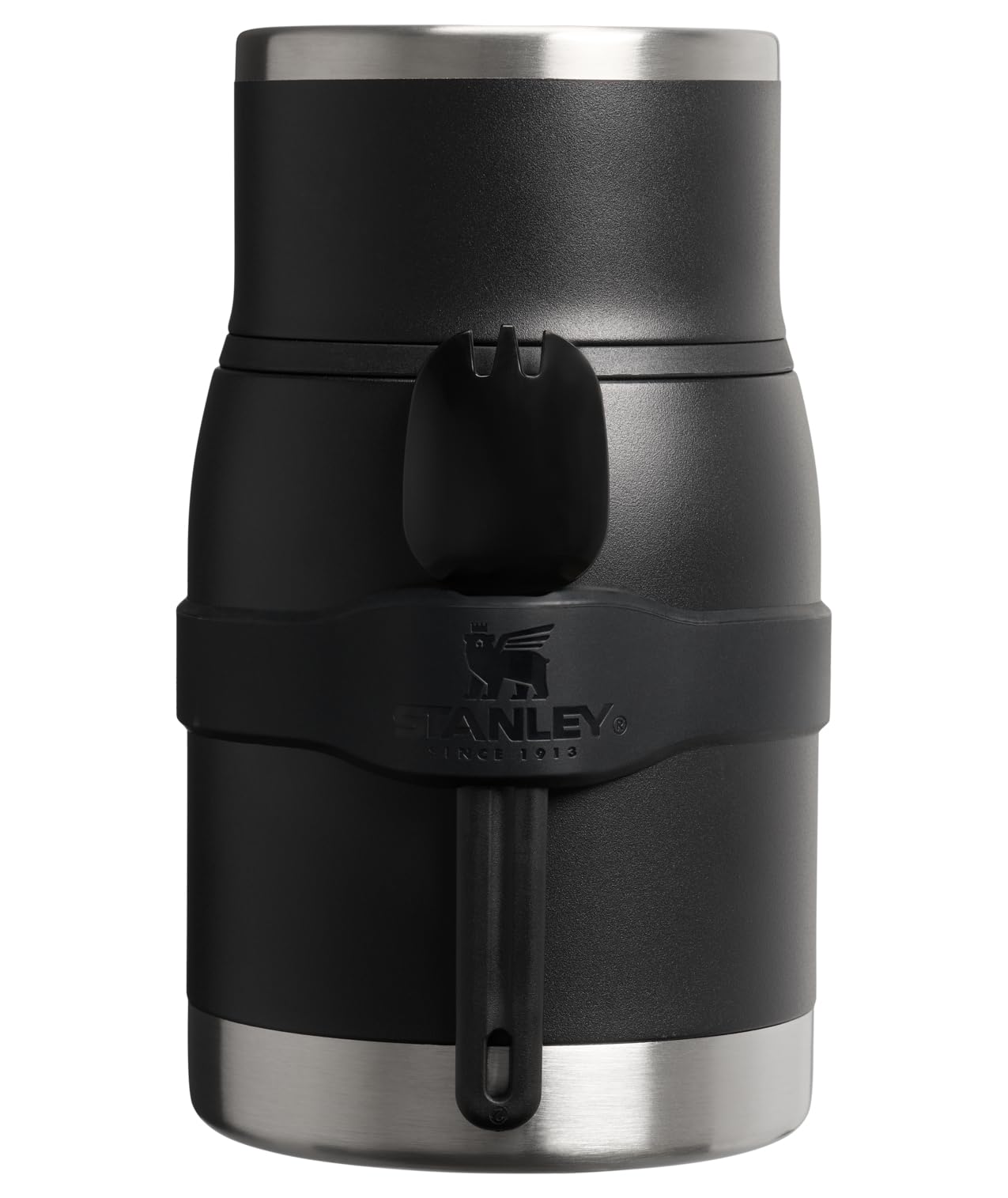 STANLEY Adventure To-Go Food Jar and Spork 24 oz | Vacuum Insulated Food Container | Wide Mouth Screw On Lid | Packable for Travel | Stainless Steel with Leakproof Lid | BPA-Free | Black 2.0