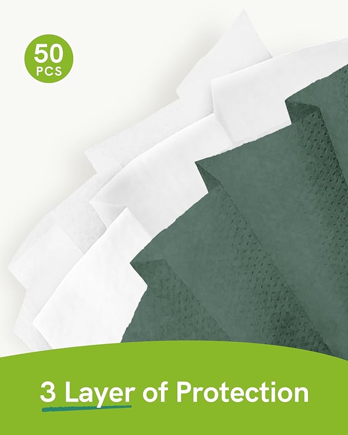 FriCARE Disposable Face Masks, 3-Ply ASTM Level 3 Medical Grade, FSA/HSA Eligible, Breathable & Comfortable for Allergy/Sun Protection, 50 Pack Hunter Green