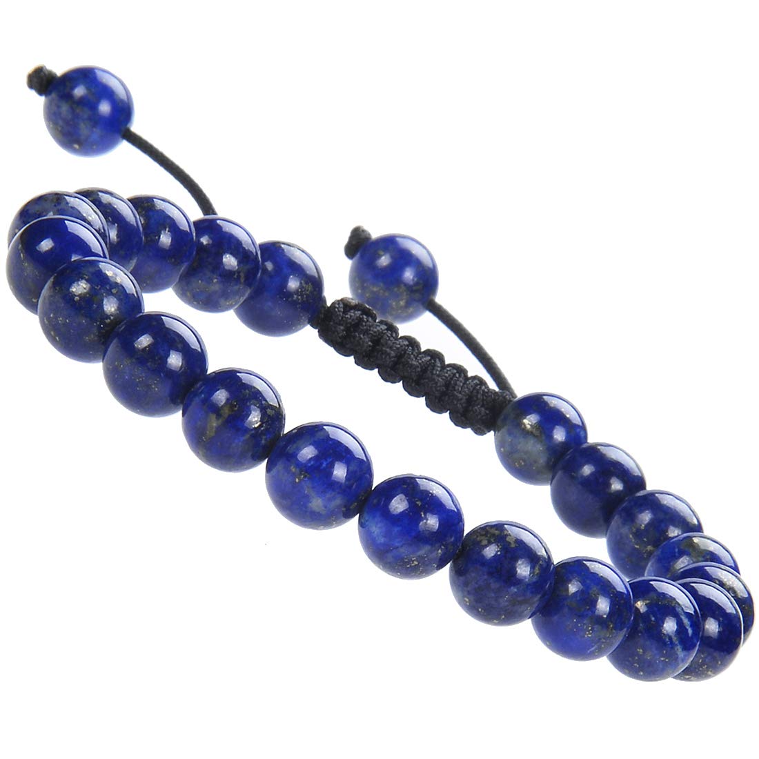 MASSIVE BEADS Lapis Crystal Beads Birthstone Healing Power Macrame Bracelets Adjustable (Lapis, 8mm)
