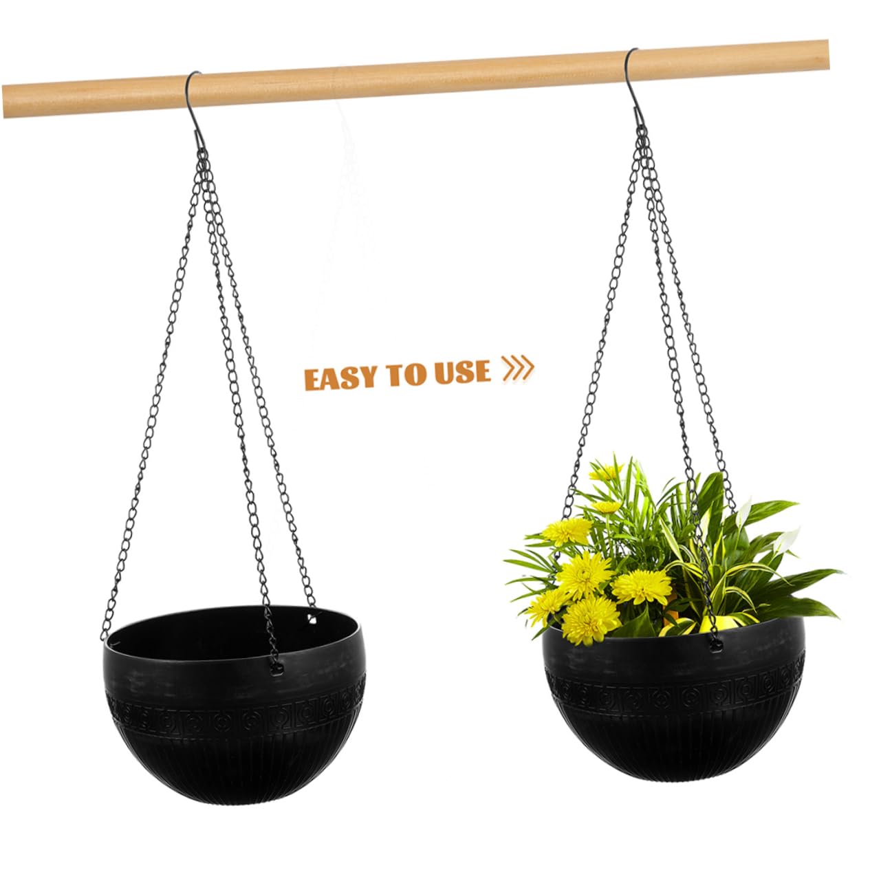 Homoyoyo Hanging Planters 2pcs Self Watering Green Pothos Plant Pot Plastic Chain for Indoor Plants Dec