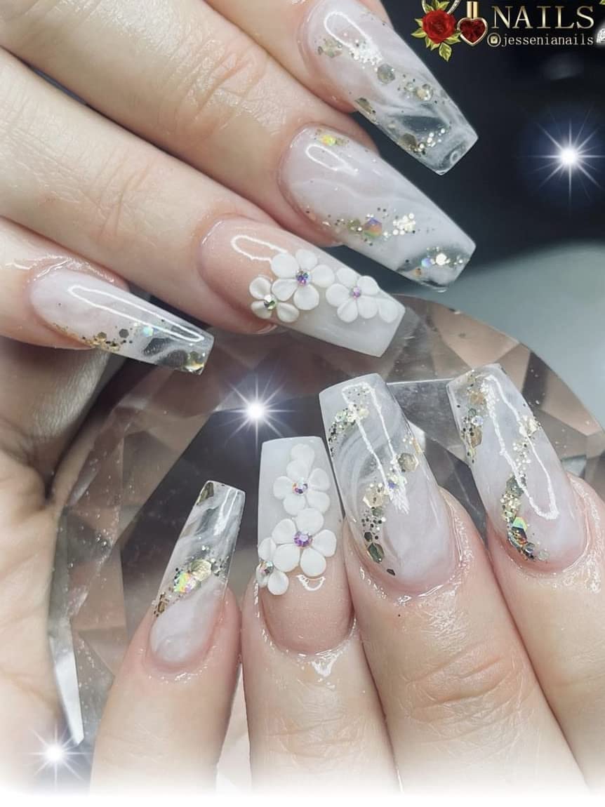 HaFLoNa- Set 24Pcs Blossoms - Enhance Your Artistic Projects with 3D Acrylic Flowers Handmade For Nail - Short & Medium Size | Exquisite Floral Accents for Crafts and Designs (Blossoms)