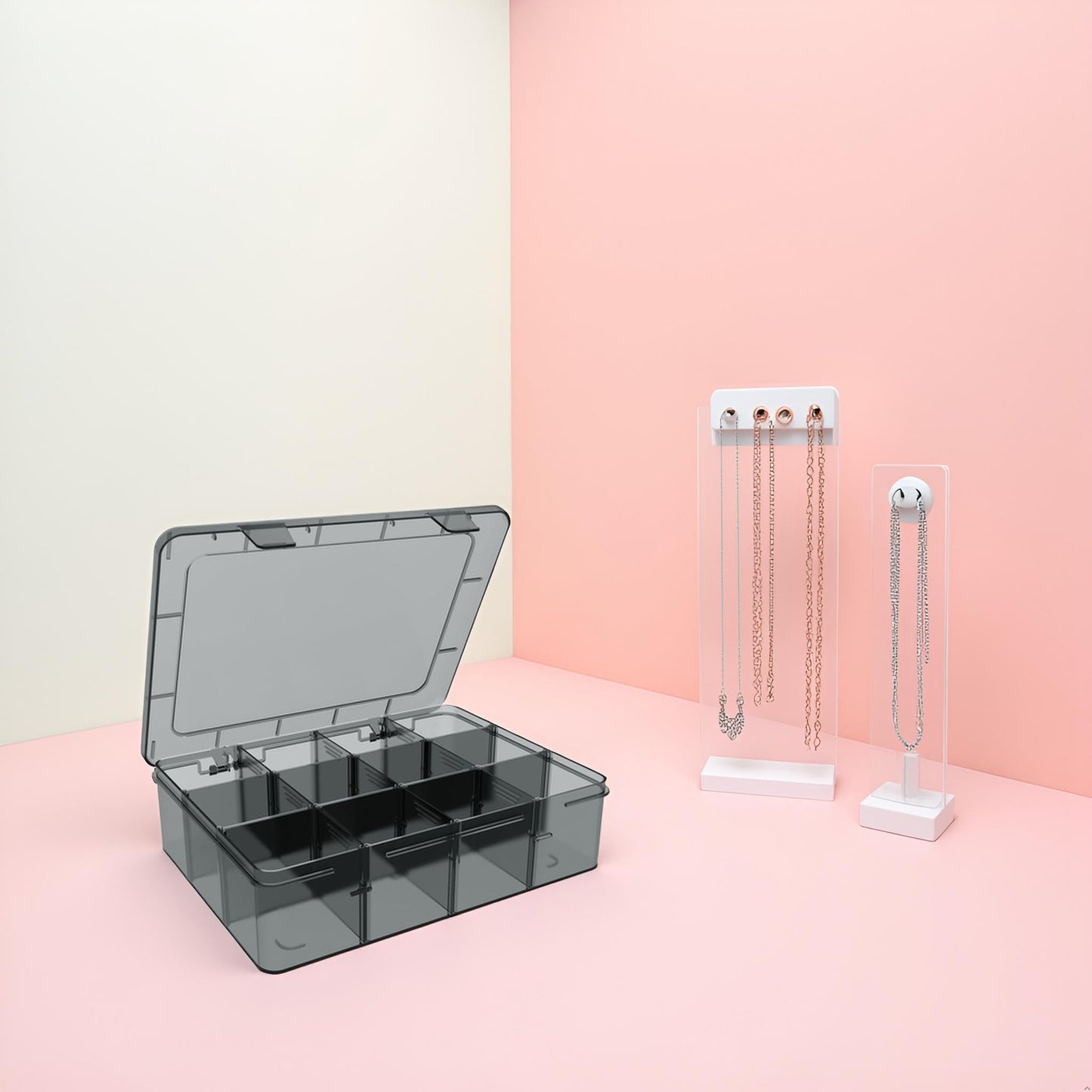 SRNYJAO Plastic Organizer Box, 12 Grids Clear Bead Organizer Compartment Box with Removable Dividers for Tackle box,Parts, Earring Container Tool Fishing Hook Hair Accessories,8.8" L x 6.7" W x 2" H