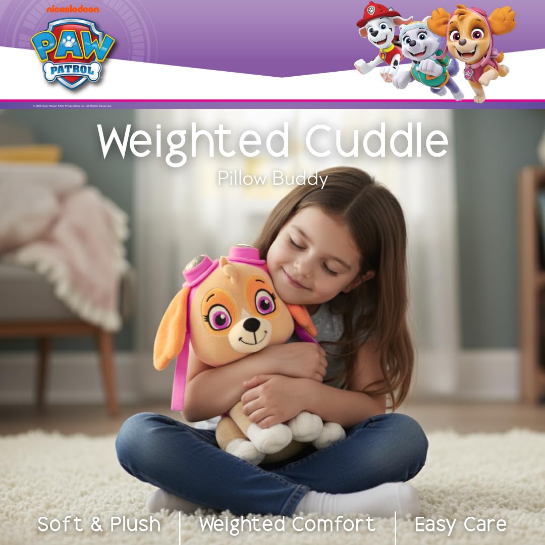 Paw Patrol Girl Skye Bedding Weighted Cuddle Pillow, 3lb Soft Plush & Cozy Pillow for Comfort, (Officially Licensed Product) By Franco Calm