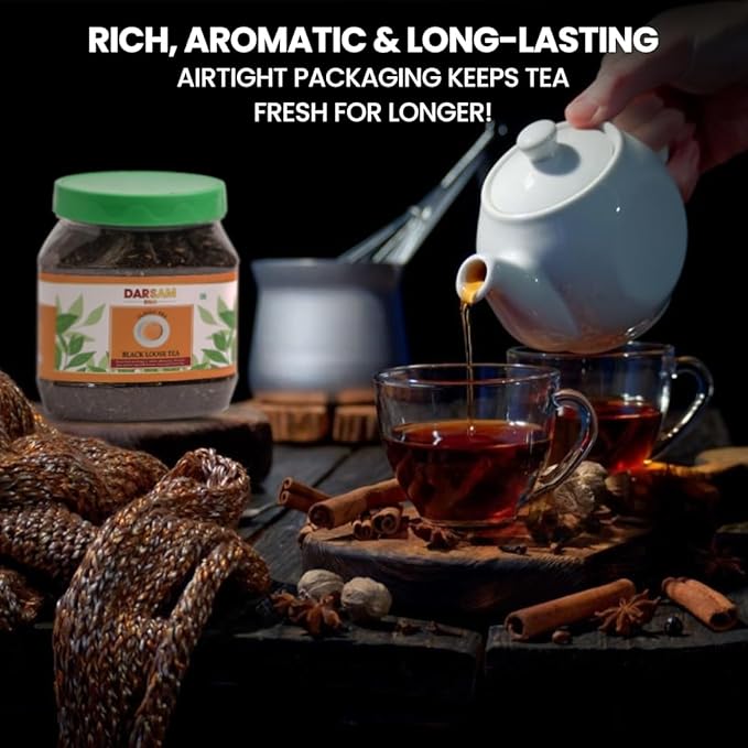 Darsam Assam Black Tea 8.8oz (250g) Whole Leaf, Single-Origin, Unblended Loose Leaf, Bold & Aromatic Daily Brew, Airtight Jar for Freshness, Non-GMO, Gluten-Free
