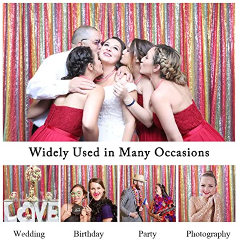 ShinyBeauty 5x7 FT Rainbow Sequin Backdrop | Rod Pocket Hanging Photo Booth Background for Birthdays, Baby Showers, Weddings - color: Rainbow, size: 5FTx7FT