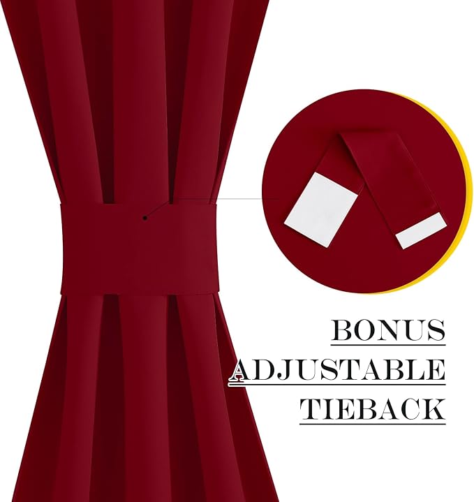NICETOWN Door Curtains 72 inche Long - French Door Shades for Glass Thermal Insulated Window Christmas Covering for Bedroom, Curtain for Doorway Privacy, 30 inches Wide, Burgundy Red, 1 Panel