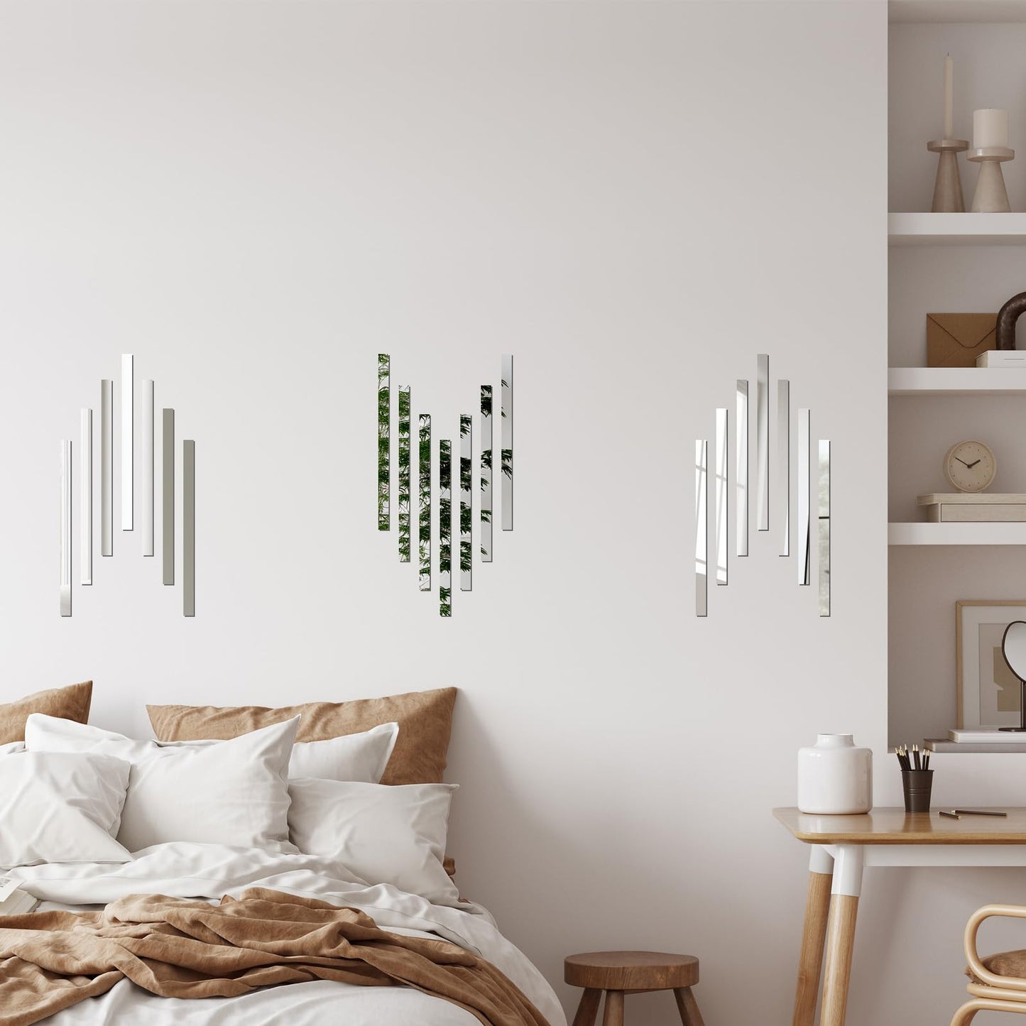 20 Pcs Acrylic Wall Sticker, Decorative Strips for Home Kitchen Bedroom Living Room, Self-Adhesive Art Decoration for Luxury DIY Interior Design Gold/Silver/Black 13.7 x 1.1 in (Silver)