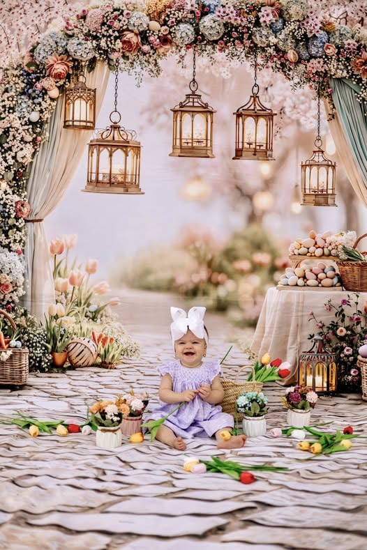 Kate Easter Photography Backdrops Arch Spring Flowers Colorful Eggs Party Banner Photo Props, 10x6.5ft - size: 10x6.5ft