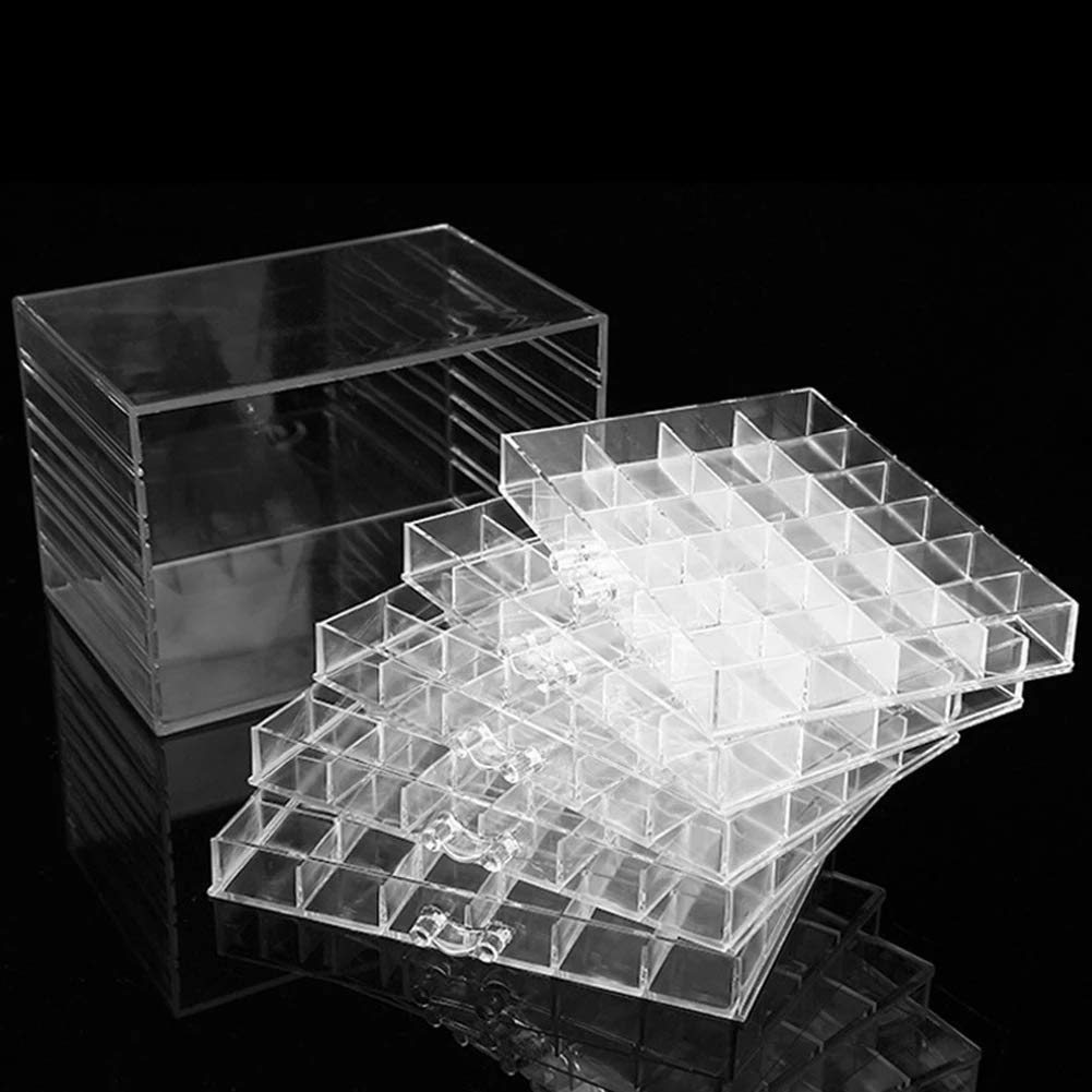 HOKY 120 Grids Transparent Acrylic Nail Display Organizer Makeup Jewelry Nail Art Cosmetic Display Rack Drawer Boxes Organizers