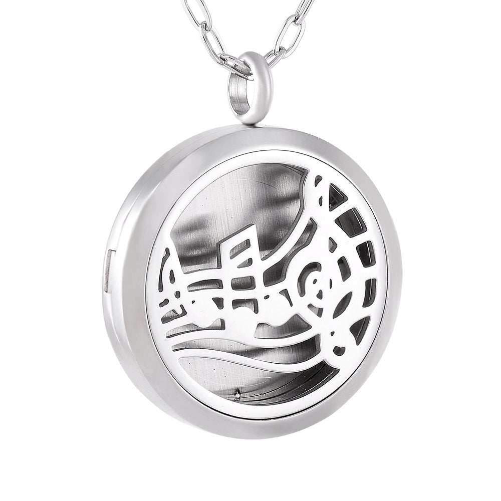 mingkejw Essential Oil Diffuser Necklace Aromatherapy Pendant Locket Jewelry Stainless Steel Perfume Necklace| 22’’ Adjustable Chain| 12 Refill Pads| Gift Box