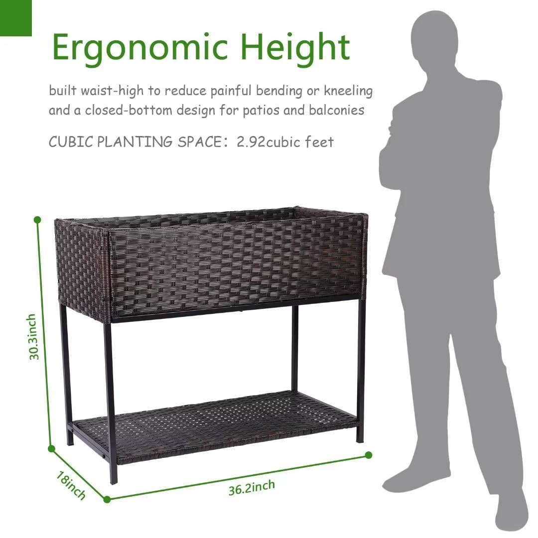 WONDER GARDEN Raised Garden Bed-Planter Box - Elevated Raised Garden Beds Outdoor with Legs & Storage Shelf for Vegetables Flower Herb Backyard Patio