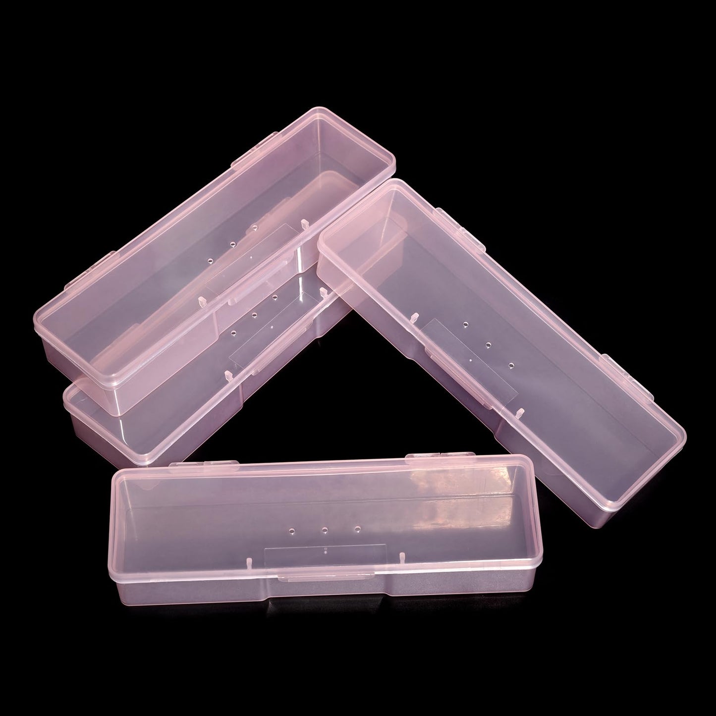 siyuwuro 4Pcs Transparent Storage Boxes For Nail Tool Professional Pedicure Manicure Tools Set Plastic Nail Art Tool Box Storage Case Nail Supplies, Pink