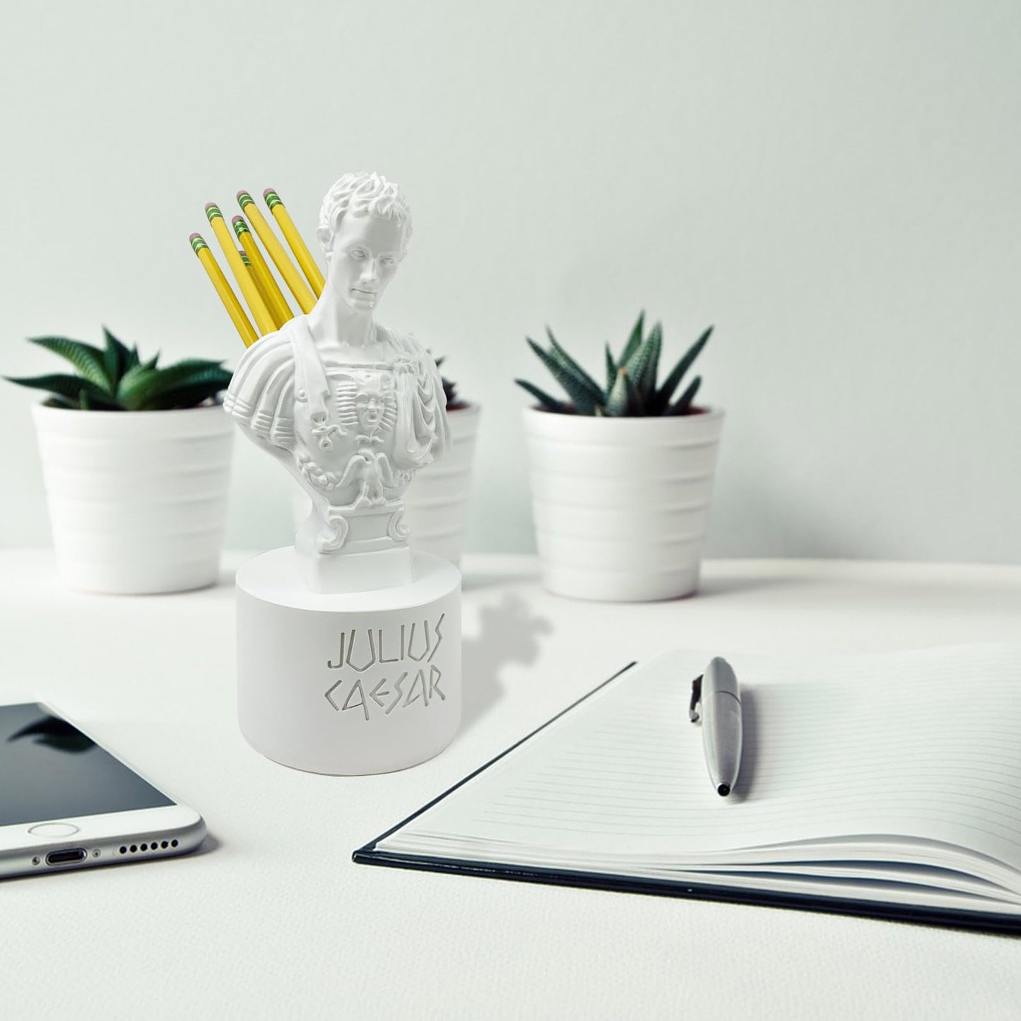 arknato Julius Caesar Pencil Holder Fun Caesar Pen Holder for Desk Teacher Office Organizers Stationary for History Teacher Ides of March