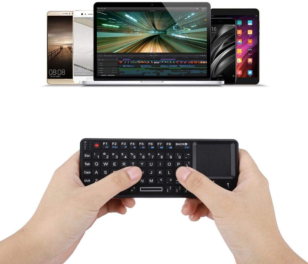 2.4GHz Touchpad Keyboard,A8 Mini Rechargeable Ultra-Thin Mini USB Backlit Keyboard with IR Light for HTPC for PS3/4 for 360 and ONE(QWERTY Keypad)