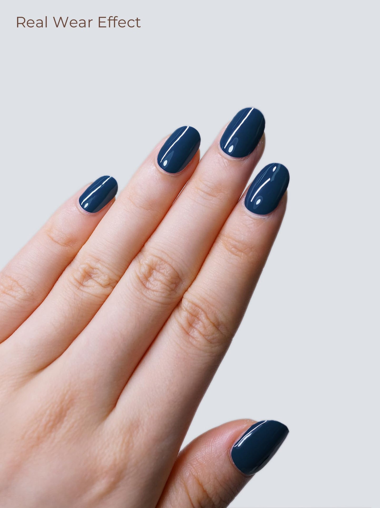 Beaolata Real Gel Nail Strips (No UV Light Needed) - 44Pcs Salon Quality Nail Stickers - Long Lasting Polish Wraps for Women, Easy Apply & Remove (Abyssal Blue)