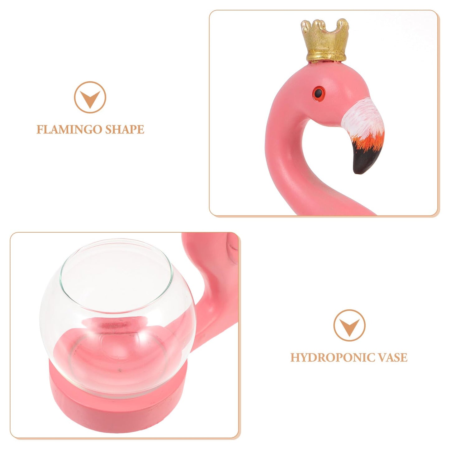DECORNIJIA Flamingo Hydroponic Plants Vase Glass Desktop Plant Terrarium Flower Container for Home Décor Table Centerpiece