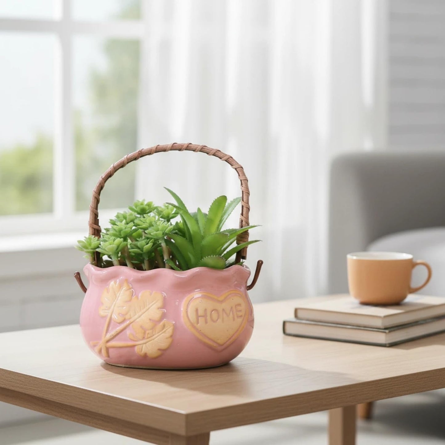 SUSOYAOCHEN Ceramic Succulent Planter Pots, 4 Inch Small Ceramic Plant Pot with Drainage Holes Flower Pots for Cactus, Herbs, Outdoor Plants (Pink)