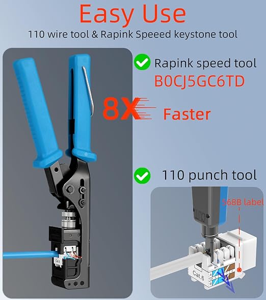 Rapink RJ45 Keystone Jack Cat6 10G Support, Keystone Jacks UTP 25 Pack for Wall Plate and Patch Panel, Rj45 Keystone 90 Degree White Color for Cat6, Cat5e, Cat5 Cabling