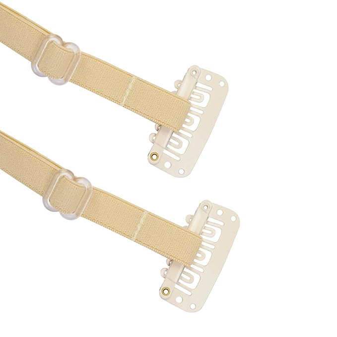 4 Pcs Facelift Bands with Clips Invisible Face Stretching Lifting Strap Adjustable Elastic Band Face Slimming Band (24cm Blonde Single Bands)