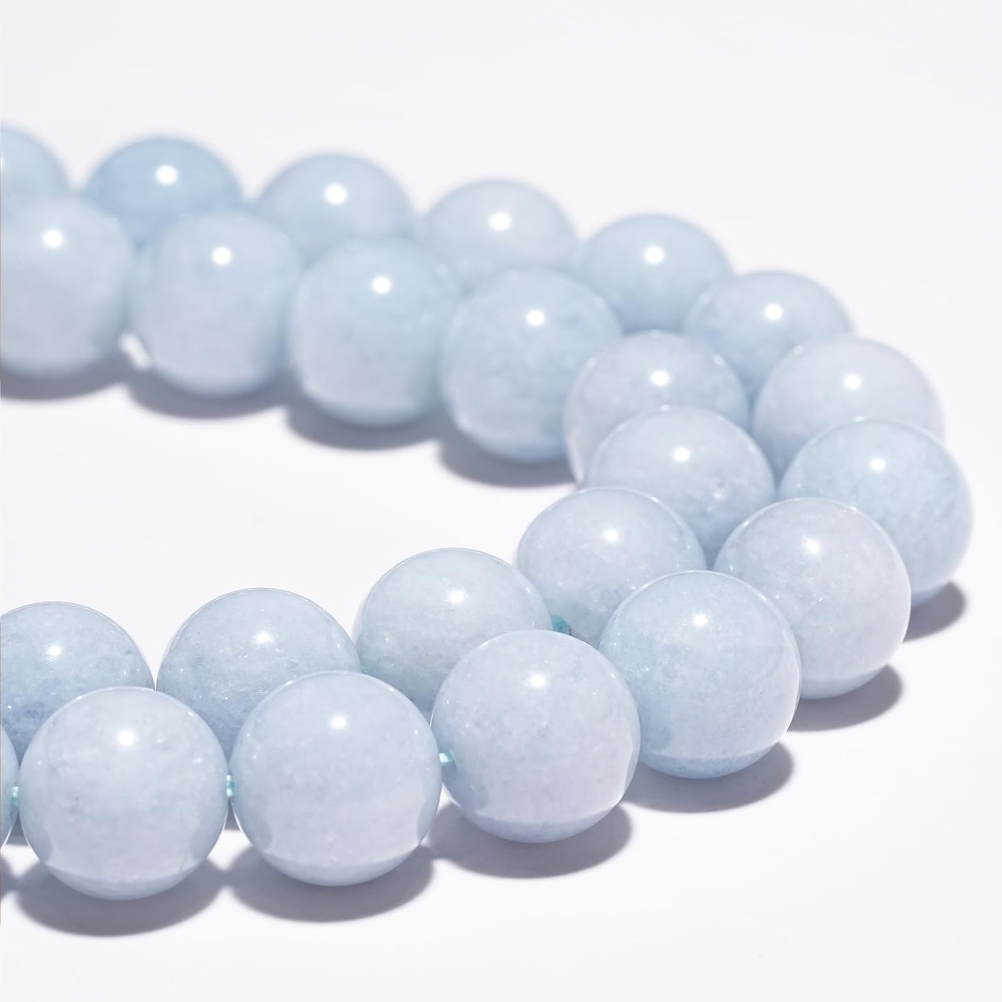 8mm Natural Aquamarine Gemstone Beads Polished Round Smooth Stone Beads for Bracelets Jewelry Making 15inch Loose Beads