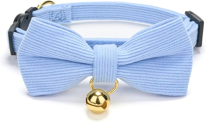 Petiry 2 Pack Cotton Cat Collar, Removable Bowtie, Floral Pattern, Safety Breakaway Clasp, Adjustable for Cats.(Adult Cat, Check+Green)