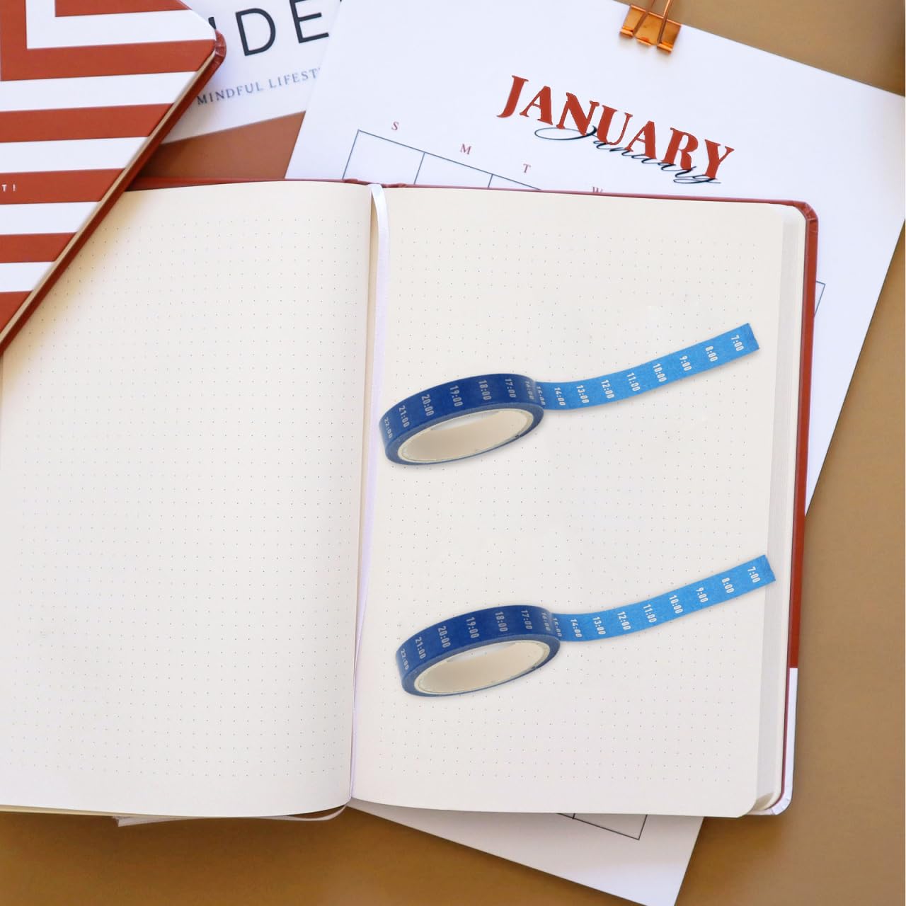 Osaladi Time Management Tape Set 8 Rolls Planner Washi Tape Thin Adhesive for Scrapbooking DIY Habit Tracker Stickers for Daily and Weekly Schedule Organization