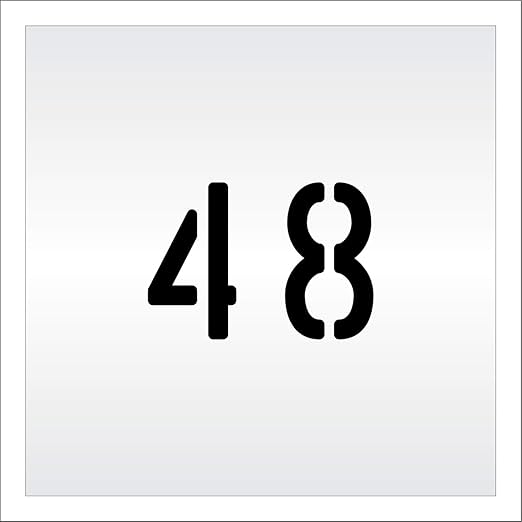 Pavement, Curb, and WheelStop Stencils - 4 inch Double Number Stencil - (48) - 4" x 5.5" x 1/8" (128 mil) - Pro-Grade