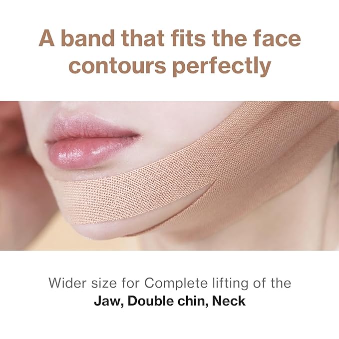 Face Fit Minus Band V2 (4 ea.) — Korean Hydrogel Jawline Band with Ear Loops for a More Defined V-Line Look, Collagen, Peptides, Hyaluronic Acid