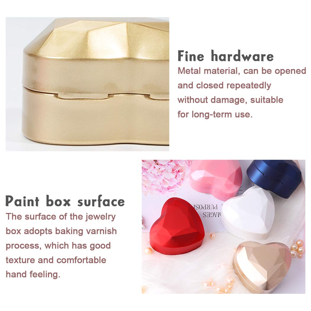 iSuperb Pendant Necklace Box Heart Shape Jewelry Gift Box Bracelet Case for Valentine's Day Anniversary Wedding Engagment Christmas (Golden)