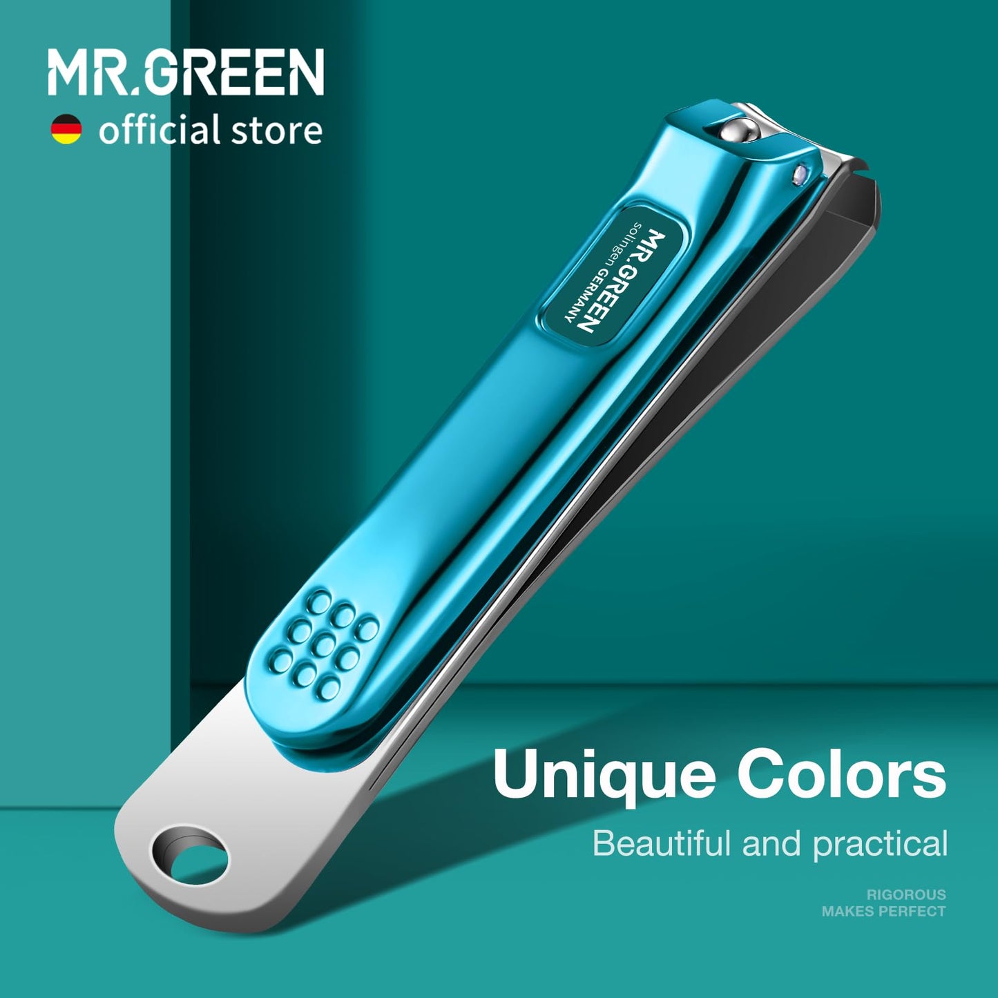 MR.GREEN Nail Clippers Curved Blades Fingernail Cutter Nippers Manicure Scissors Stainless Steel Pedicure Tools with Nail Flies (Medium-Blue)