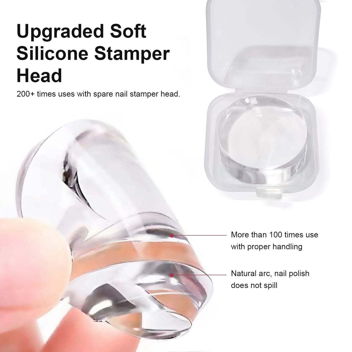 SAGEBIO Nail Art Stamper Clear Silicone Nails Stamping Jelly with Scraper Transparent Visible Body DIY Manicure Nail Art Tool B