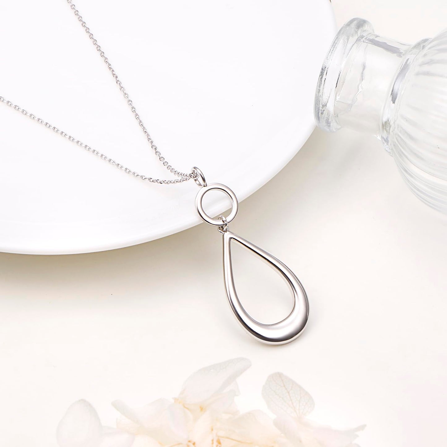 DAOCHONG Long Necklace Teardrop Sweater Necklace Long Chain Waterdrop Necklace for Women