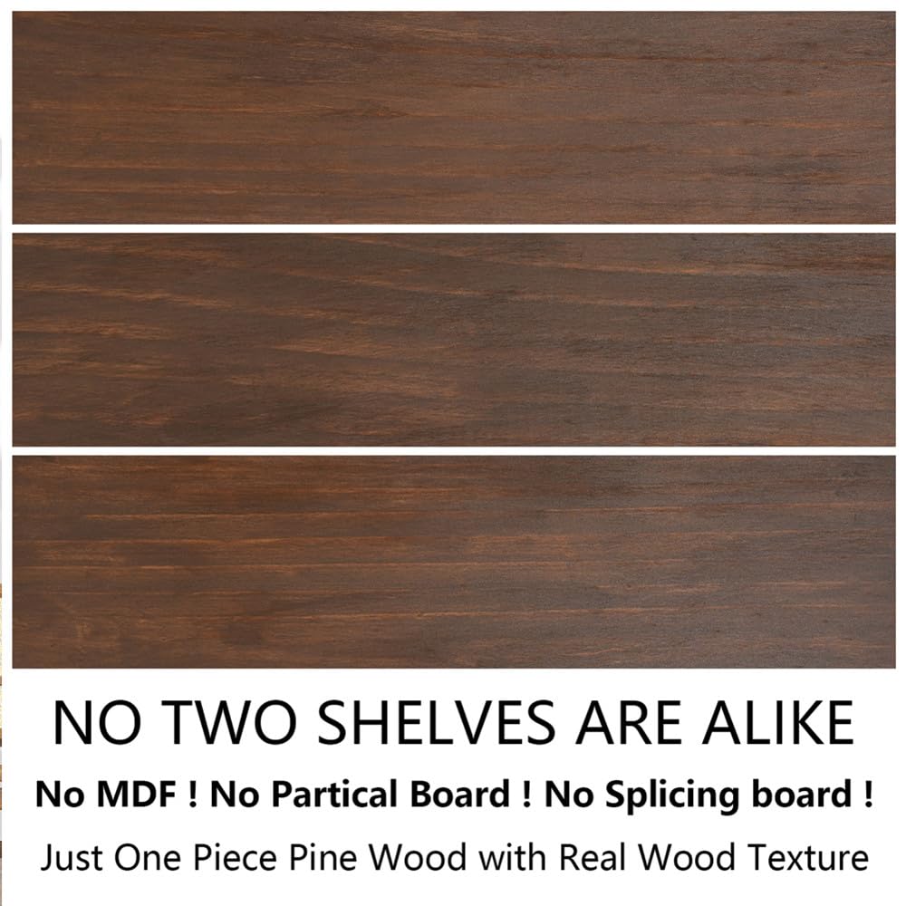 Zuiguoshan Wood Floating Shelves for Wall Set of 3, 22 Inch Rustic Floating Shelf Wall Mount, Solid Wooden Bathroom Floating Shelves for Kitchen, Bedroom, Living Room - Dark Walnut