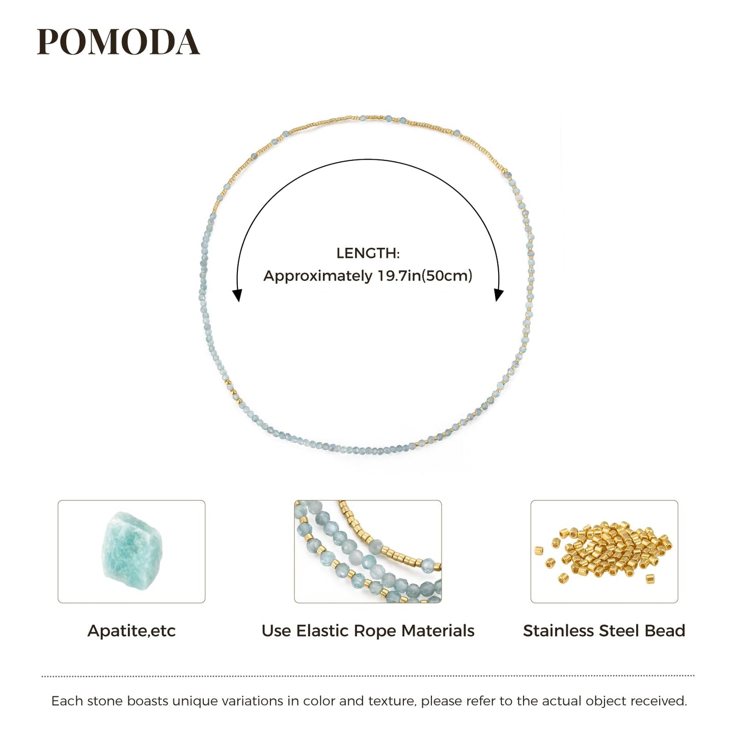 POMODA Beaded Bracelets Stack for Women Small Beaded Stretch Stone Bracelets Stackable Gemstone Crystal Dainty Boho 14K Gold Plated Beads Anklets Necklace Summer Jewelry for Women