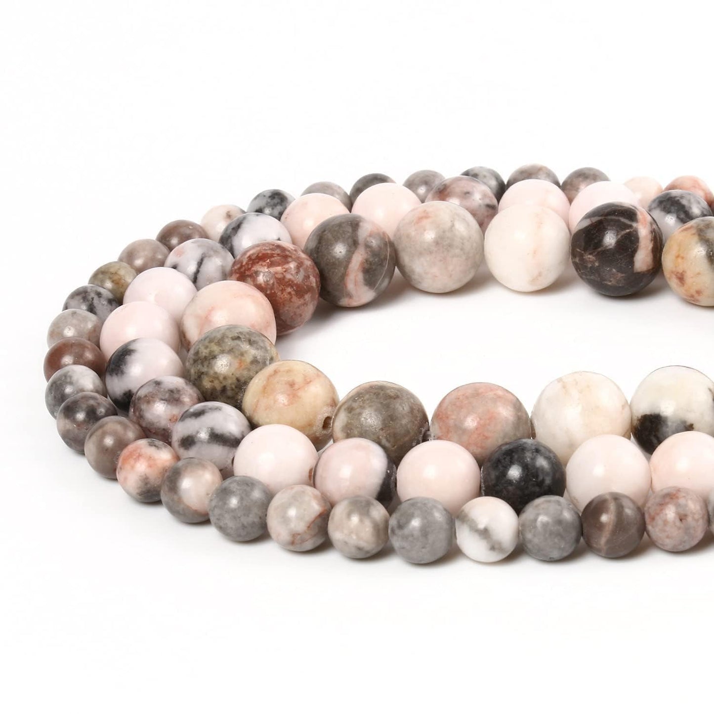 About 45pcs 8mm Natural Stone Beads Pink Zebra Jasper Beads Energy Crystal Power Gemstone for Jewelry Making, DIY Bracelet Necklace